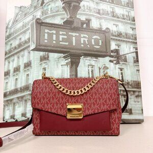 Michael Kors 35T0GXPL2B Lita Medium Two-Tone Logo Crossbody Bag